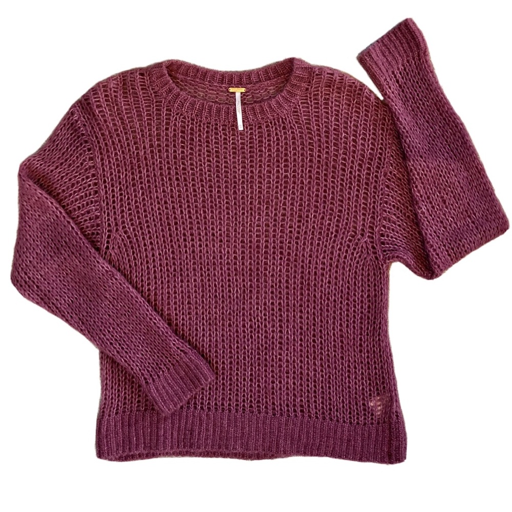FREE PEOPLE Soft Alpaca Open Knit Sweater Dusty Rose Womens SZ Small